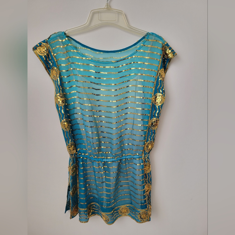 Trina Turk Sheer Sequin Top